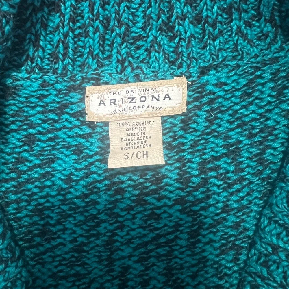 Arizona Jean Company Sweater  3/4 sleeves Green V neck knit  Neck Stretch small‎